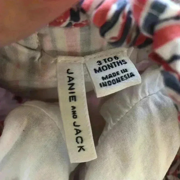 Janie and Jack BABY STRIPED AMERICANA RUFFLE ROMPER SIZE 3-6 MONTH - Picture 7 of 9